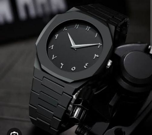 Aura watch 2025 New Arabic Aura Watch Black Modern Creative Design Waterproof Stainless Steel Chain Quartz Movement