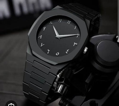 Aura watch 2025 New Arabic Aura Watch Black Modern Creative Design Waterproof Stainless Steel Chain Quartz Movement